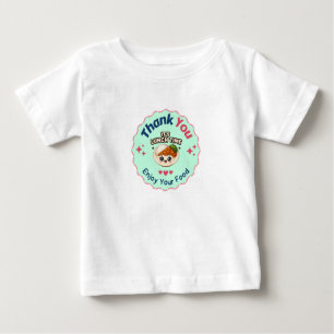 Pink Blue Cute Illustrative Food Business Thank Yo Baby T-Shirt