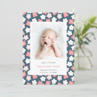 Pink Blue Daisy Flower | Cute Simple Birth
