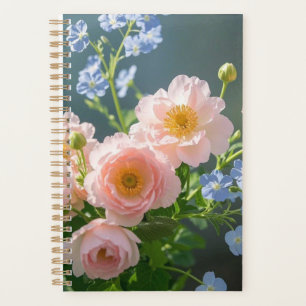 Pink Blue delicate flowers  Planner