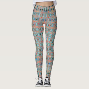Pink Blue Earth Toned Patterns Leggings