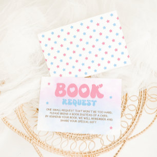 Pink & Blue Elegant Script Books For Baby Enclosure Card