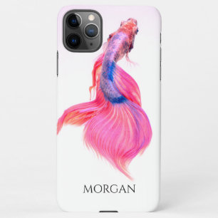 Pink & Blue Fish or Your Photo, DIY Black Name iPhone 11Pro Max Case