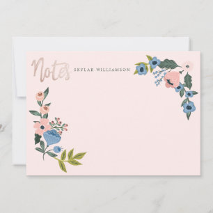 Pink & Blue Floral Blossom Botanical Wreath Notes