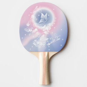 Pink Blue Floral  Butterfly Fantasy Ping Pong Paddle
