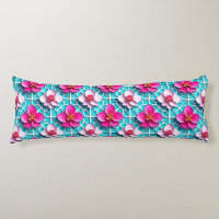 Pink Blue Floral Colourful Botanical Modern Decor