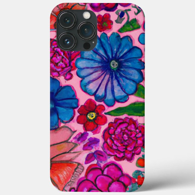 Pink & Blue Floral Design Case-Mate iPhone Case (Back)