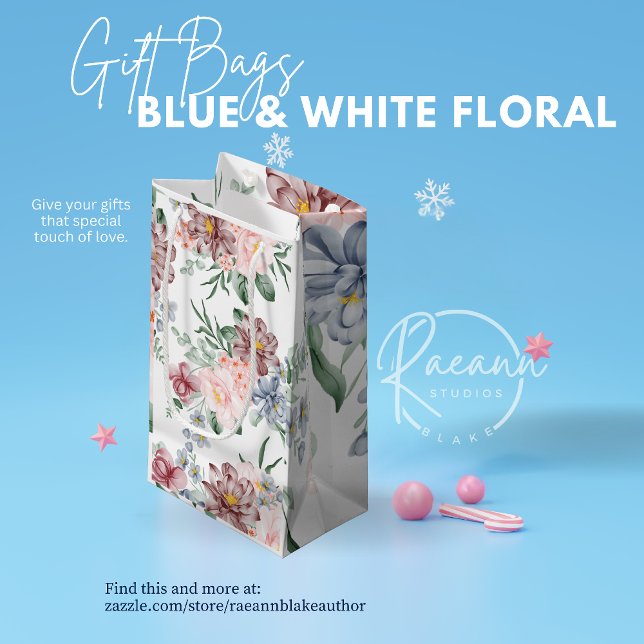 Pink & Blue Floral Design Gift Bag (Creator Uploaded)