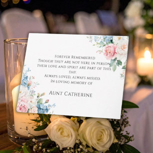 Pink & Blue Floral Elegant Wedding Memory Card