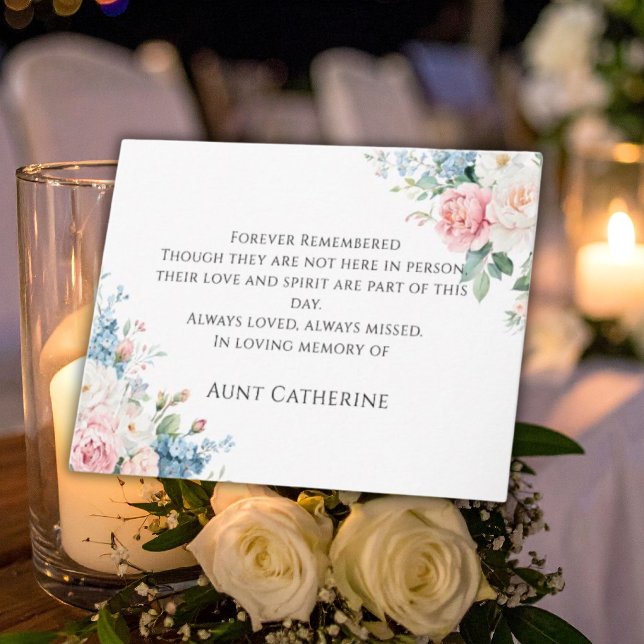 Pink & Blue Floral Elegant Wedding Memory Card (Creator Uploaded)