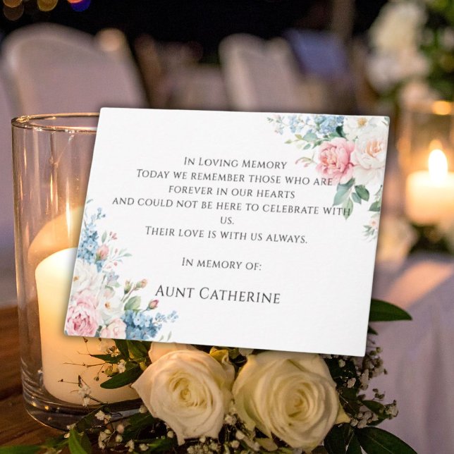 Pink & Blue Floral Elegant Wedding Memory Card (Creator Uploaded)