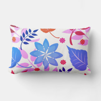 Pink & Blue Floral Lumbar Throw Pillow