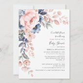 Pink Blue Floral Pastel Bloom Baby Shower Invitation (Front)