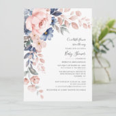 Pink Blue Floral Pastel Bloom Baby Shower Invitation (Standing Front)