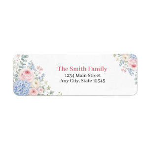 Pink Blue Floral Return Address Labels Custom
