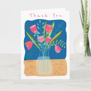 Pink/Blue Flower Vase Thank You Card