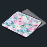 Pink & blue flowers collage pattern laptop sleeve<br><div class="desc">Modern pastel pink and blue watercolors flowers collage pattern.</div>