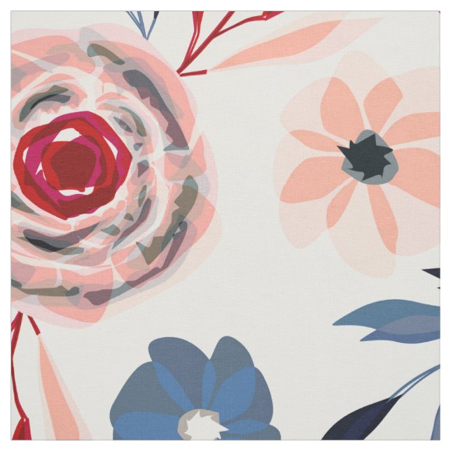 Pink, blue flowers . fabric (Swatch)