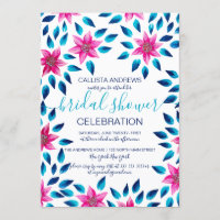 Pink Blue Flowers Leaf Acrylic Paint Bridal Shower