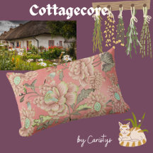 Pink Blue Flowers on Coral Background 