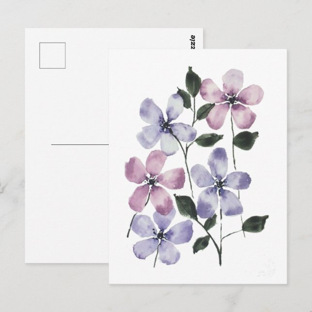 Pink & Blue Flowers  Postcard (Front/Back)