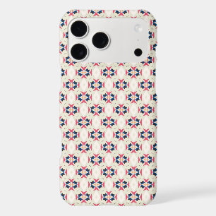 Pink Blue Folk Geometric Tile Pattern