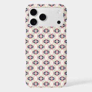 Pink Blue Folk Geometric Tile Pattern