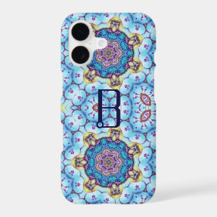 PINK BLUE FRACTAL CIRCLES MONOGRAM