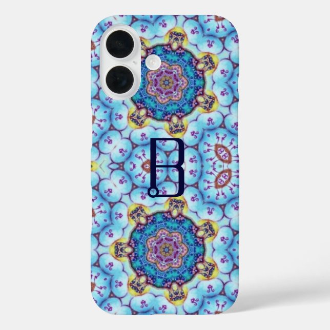 PINK BLUE FRACTAL CIRCLES MONOGRAM Case-Mate iPhone CASE (Back)