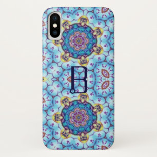 PINK BLUE FRACTAL CIRCLES MONOGRAM Case-Mate iPhone CASE