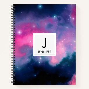 Pink & Blue Galaxy Nebula & Stars Abstract Notebook