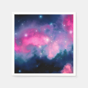 Pink & Blue Galaxy & Stars Abstract Napkin