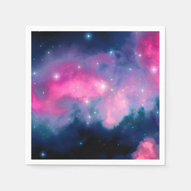 Pink & Blue Galaxy & Stars Abstract Napkin (Front)