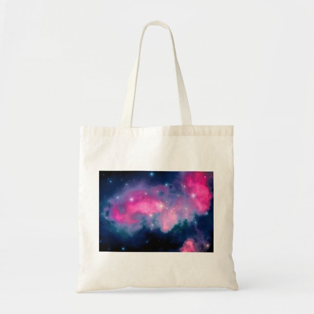 Pink & Blue Galaxy & Stars Abstract Tote Bag (Front)