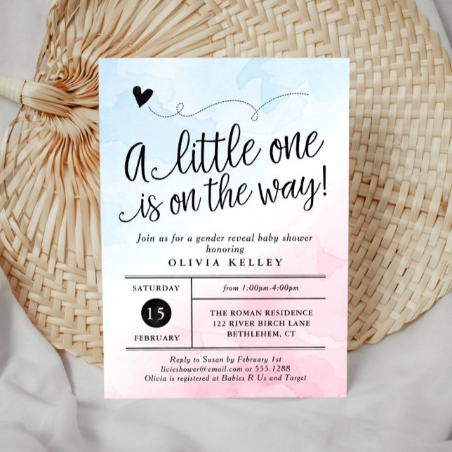 Pink & Blue Gender Reveal Baby Shower Invitation (Creator Uploaded)