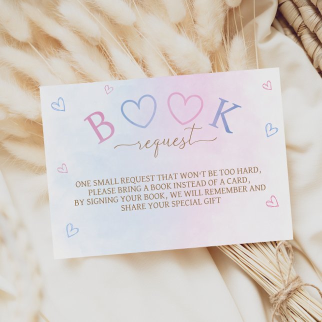 Pink Blue Gender Reveal Books For Baby  Enclosure Card (Creator Uploaded)