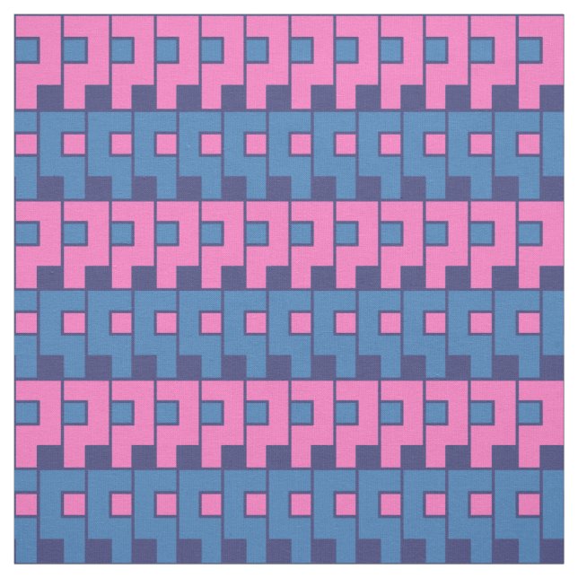 Pink Blue Geometric Fabric (Swatch)