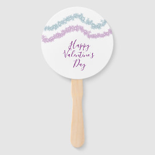  pink blue glitter sparkle happy Valentine's day n Hand Fan