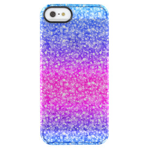 Pink & Blue Glitter & Sparkles Pattern Background Clear iPhone SE/5/5s Case