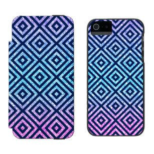 Pink & Blue Glitter With Modern Geometric Pattern Incipio Watson™ iPhone 5 Wallet Case
