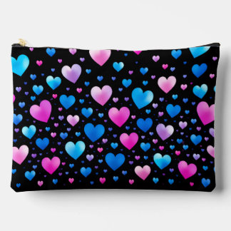 Pink & Blue Glowing Hearts  Accessory Pouch