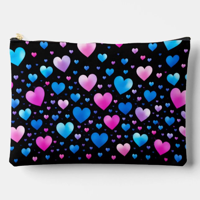 Pink & Blue Glowing Hearts  Accessory Pouch (Front)