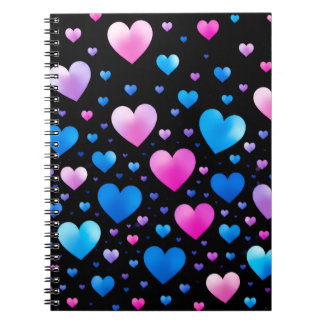 Pink & Blue Glowing Hearts  Notebook