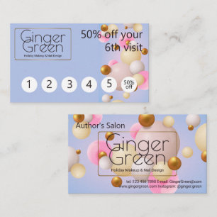 Pink Blue Gold Balloons  Loyalty Card