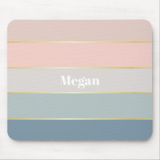 Pink Blue gold Custom Summer Colour Block Stripes Mouse Pad