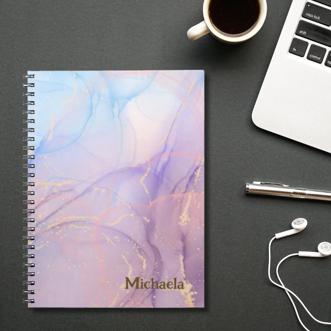 Pink Blue Gold Glitter Marble Name  Notebook (Pink Blue Gold Glitter Marble Name Notebook)