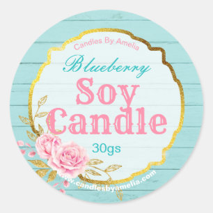 Pink Blue Gold Vintage Soy Candle Labels