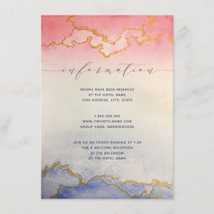 Pink Blue Gold Watercolor Wash   Information Card
