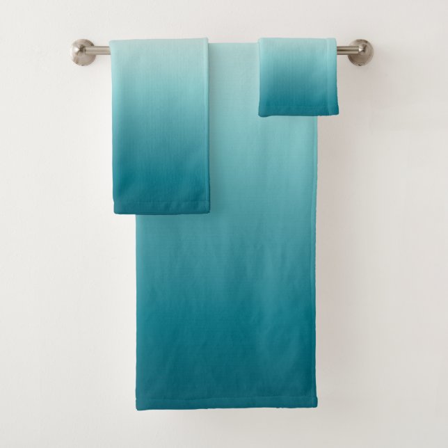 Pink & Blue Gradient Dusty Rose Aqua & Teal Ombre Bath Towel Set (Insitu)