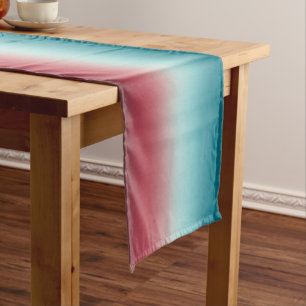 Pink & Blue Gradient Dusty Rose Aqua & Teal Ombre Short Table Runner