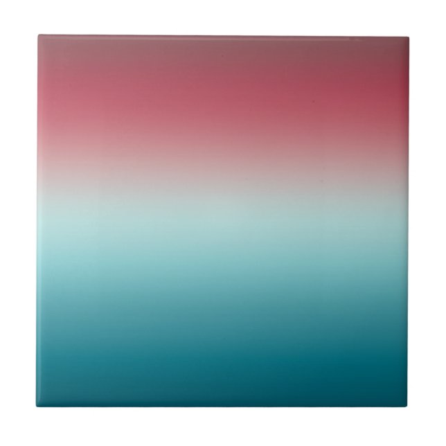 Pink & Blue Gradient Dusty Rose Aqua & Teal Ombre Tile (Front)